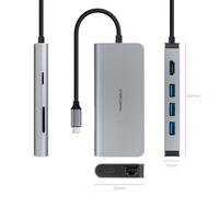 Docking Tipo-C Nanocable 10.16.4609/ 3xUSB/ 1xHDMI 4K/ 1xRJ45/ 1xLector tarjetas/ 1xUSB Tipo-C PD/ Gris
