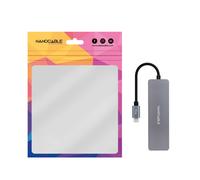 Nanocable - Hub USB-C a 3xUSB3.0/H + 1xUSB-C/H Aluminio 10 cm, Gris