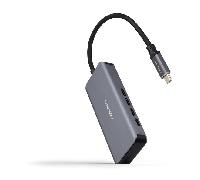 Hub Nanocable USB-C > 4xUSB-C 10 CM Gris