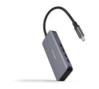 Nanocable hub usb-c macho a 4 x usb-c hembra, aluminio 10 cm, gris