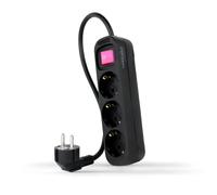 Nanocable Regleta de Enchufes con 3 Tomas Tipo F con Interruptor 1.4m Negro