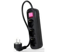 Nanocable Regleta de Enchufes con 3 Tomas Tipo F con Interruptor 1.4m Negro