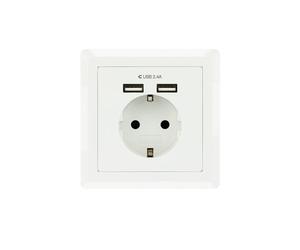 Nanocable Roseta Base de Enchufe de Pared Empotrable Tipo schuko con 2 Tomas USB 2.4A Blanca