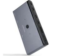 NANOCABLE 10.12.0003 - Switch Conmutador KVM 2xUSB-C a 3xUSB-A + 2xPD + HDMI + DP + Audio