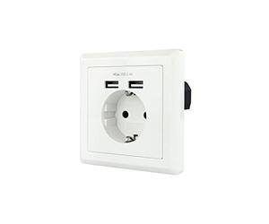 NANOCABLE, THE WAY TO CONNECT 10.35.0010 Base de Enchufe de Pared Tipo Schuko con 2 Tomas USB Máx. 2.4A, Blanca
