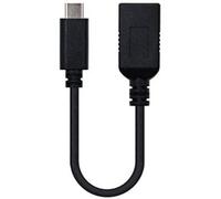 NanoCable 10.01.4201 - Cable 3A USB-C OTG (On-The-GO) USB 3.1, Velocidad de Transferencia hasta 5Gbps.,hasta 3 Amperios de Carga, Gen1, Macho-Hembra, Tipo C/M-A/H, Negro, 15cm