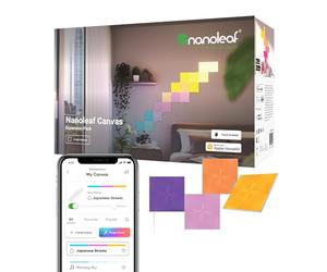 Nanoleaf Canvas Expansion Pack, 4 Cuadrados LED Inteligentes RGBW Adicionales - Apliques de Pared Interior Modulares, Luces Led 16M Colores WiFi, Compatible con Alexa, Decoración Habitación y Gaming
