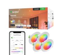 Nanoleaf Downlight LED Techo Empotrable WiFi, Inteligente Regulable Multicolor 550LM 1200K-6500K, Corte 75-85 mm,Smart Foco Empotrable Compatible con Alexa y Google