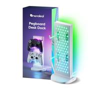 Nanoleaf Hub Luminoso para Gaming Blanco, Lámpara Mesa Inteligente RGB 3-en-1 con Soporte Auriculares/Mando, Iluminación Doble Cara, Dock USB-C, Sync Música y Pantalla vía App, Luz Ambiental Gaming