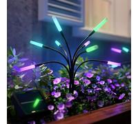 Nanoleaf Luces solares para jardín (juego de 2) con control remoto, 8 LED direccionables de luz blanca cálida/multicolor, luz solar tipo luciérnaga, temporizador y escenas, resistente al agua IP65