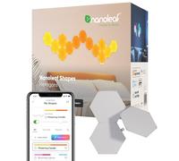 Nanoleaf Shapes Hexagons Paquete de extensión de 3 Hexágonos LED Adicionales, Apliques de Pared Interior Modulares, Luces Led Inteligentes RGBW 16M Colores WiFi, Compatible Alexa, Decoración y Gaming