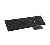 NanoRS Juego de Teclado QWERTY + Ratón Mouse Inalámbrico | Frecuencia: 2,4 GHz, Alcance: hasta 10 m | Resolución del Ratón: 1200 DPI | Receptor Nano USB | Diseño Plano, Funciona con Pilas, Color Negro