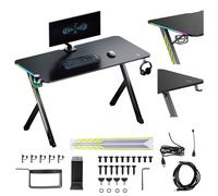 NanoRS RS102 Escritorio Gaming 120x60x75 cm RGB Negro con soporte para auricular