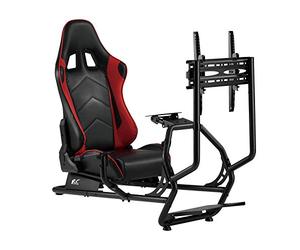 NanoRS RS160 Asiento de Juego 3 en 1 para Simulador de Carreras, Cuero Sintético, Soporte para Volante, Soporte para TV hasta 50 Max. Vesa 400x400