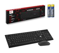 NanoRS RS580 - Juego de teclado y mouse inalámbricos, conexión de 2,4 GHz, teclado numérico de 104 teclas, mouse ergonómico de 1200 DPI compatible con Windows Mac + 2 pilas industriales AAA incluidas