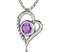 NanoStyle Jewelry - Collar de Plata de Ley 925 con Colgante de corazón de Ayatul Kursi de Oro de 24 Quilates con Cristales incrustados, 45,7 cm