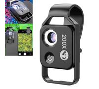 Nanozoom 200x Magnification High-Tech Clip-On Lens, Phone Microscope with CPL Lens/LED Light, Turns Any Smartphone into a Pro-Microscope (Black)