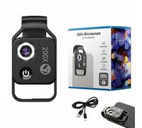 Nanozoom 200x Magnification Zoom, Nanozoom Cell Phone Lens, High-Tech Clip-On Lens Turns Any Smartphone into a Pro-Microscope with CPL Lens/LED Light, 200x Pocket Microscope Camera (Black)