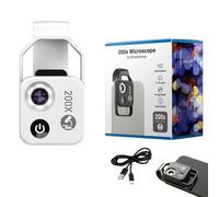 Nanozoom 200x Magnification Zoom, Nanozoom Cell Phone Lens, High-Tech Clip-On Lens Turns Any Smartphone into a Pro-Microscope with CPL Lens/LED Light, 200x Pocket Microscope Camera (White)