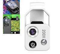 Nanozoom 200x Magnification Zoom, Nanozoom High-Tech Clip-On Lens, Nanozoom Cell Phone Lens, Phone Microscope with CPL Lens/LED Light, Turns Any Smartphone into a Pro-Microscope (White)