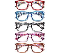 NANQUAN CCVOO 5 Pack Reading Glasses Blue Light Blocking, Filter UV Ray/Glare Computer Readers Fashion Nerd Eyeglasses Women/Men (B2 Mix,2.0)