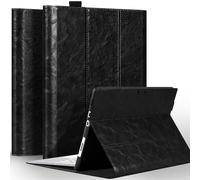 NANRUIL Funda para Microsoft Surface Pro X/X Plus+ 13 pulgadas 2019/2020/2021/2024 de cuero auténtico, compatible con teclado tipo cubierta y soporte para lápiz Surface.Negro
