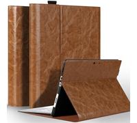 NANRUIL Funda para Microsoft Surface Pro X/X Plus+ 13 pulgadas 2019/2020/2021/2024 de cuero auténtico, compatible con teclado tipo cubierta y soporte para Surface Pen. Caqui