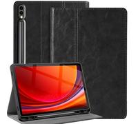 NANRUIL Funda para Samsung Galaxy Tab S9 Plus/S10 Plus/S9 FE+ 12,4 pulgadas 2023/2024(X820/X810/X610) de piel auténtica, funda protectora para tableta, con soporte para S Pen y coche guardia/dormir