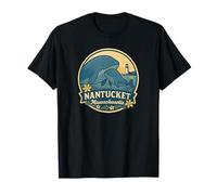Nantucket MA Faro de Ballena Azul Madre y Becerro Camiseta