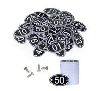 NanTun 100 juegos de números de mesa ovalados negros grabados Etiqueta del armario en ABS con tornillos, del 1 al 100