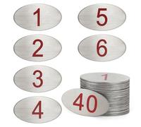NanTun 304 Stainless Steel Engraved Oval Table Red Numbers (1-20) Pubs Restaurantes Clubs - 1 to 20