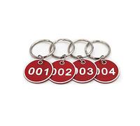 NanTun Aluminum Alloy Metal Key Tag Set, Number ID Tags Key Chain, Numbered Key Rings, 50 pieces - Red -101 to 150