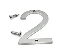 NanTun Números de casa modernos de acero inoxidable de 5 cm con tornillos, número 2