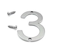 NanTun Números de casa modernos de acero inoxidable de 5 cm con tornillos, número 3