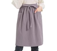 Nanxson Ajustable Sólido Delantal de Lino de Algodón para Mujeres Delantal de Vestir con Tirantes Cruzados en la Espalda 2 Bolsillos Delantal de Trabajo para Cocineros, Floristas, Cafetería