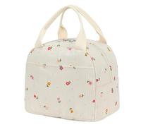 Nanxson Bonita bolsa térmica de pana para el almuerzo,fiambrera reutilizable y portátil para el trabajo, los viajes, la playa y el uso diario (9.8L,A-Flor roja)
