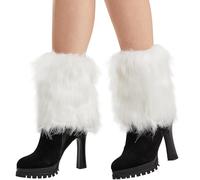 Nanxson Calentador De Piernas De Piel Femenina Mangas De Botas Cortas En Invierno TTW0071(Blanco)