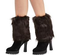 Nanxson Calentador De Piernas De Piel Femenina Mangas De Botas Cortas En Invierno TTW0071(Café)