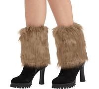 Nanxson Calentador De Piernas De Piel Femenina Mangas De Botas Cortas En Invierno TTW0071(Caqui)