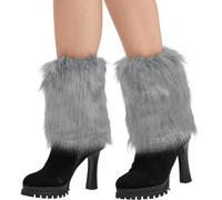 Nanxson Calentador De Piernas De Piel Femenina Mangas De Botas Cortas En Invierno TTW0071(Grisclaro)