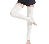 Nanxson Calentadores piernas Mujer Calentar de Invierno Calientapiernas para Formación Danza Yoga TTW0056 (L, Blanco)