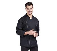 Nanxson Chaqueta de Cocinero Unisex Hombres Chaqueta de Panadero de Manga Larga para Damas con Cierre de Cremallera CFM0058