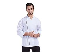 Nanxson Chaqueta de Cocinero Unisex Hombres Chaqueta de Panadero de Manga Larga para Damas con Cierre de Cremallera CFM0058