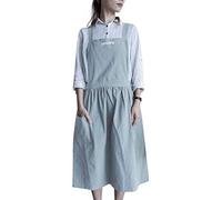 Nanxson Delantal de trabajo de algodón con espalda cruzada para mujer con babero de 2 bolsillos para chef, repostería, manualidades, arreglos florales CF3094 (Azul)