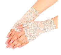 Nanxson Mujer Cordón Floral Verano Guantes Protector Solar Anti-UV Mano Protector ST0084 (L, Albaricoque)