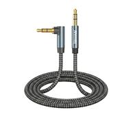 Nanxudyj Cable de audio estéreo de 3,5 mm, 12 m, cable auxiliar estéreo de 3,5 mm a 3,5 mm, cable auxiliar de 90 grados, macho a macho, ángulo recto, cable TRS, compatible con auriculares, tableta