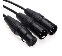 NANYI Cable divisor XLR para micrófono 2XLR macho a XLR hembra, cables de conexión de 3 pines Dual XLR macho a XLR hembra Y Cable adaptador de micrófono, cable DMX, cables de conexión -5 pies