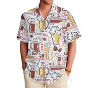 NANYUAYA Camiseta Oktoberfest para hombre, ropa con estampado de cerveza de Múnich, camisa hawaiana, camisa de verano con botones, Blanco, XXL