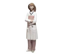 NAO Doctora. Figura Decorativa de Médica en Porcelana Brillo. Escultura Ornamental Que Representa a una Profesional de la Salud para Decoración del Hogar