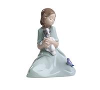 Nao Figura de Porcelana My Little Companions en Tonos Brillantes y Pastel. Encantadora Figura Decorativa de Porcelana de niña con Cachorro
